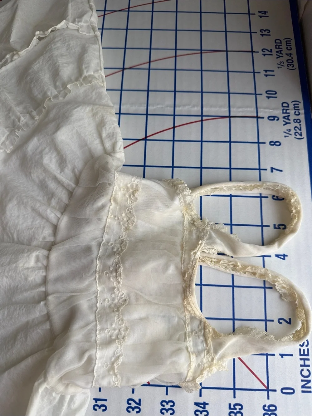 Vintage Child/Doll Slip Petticoat Heirloom Sewing Fabric White Sheer Ruffles